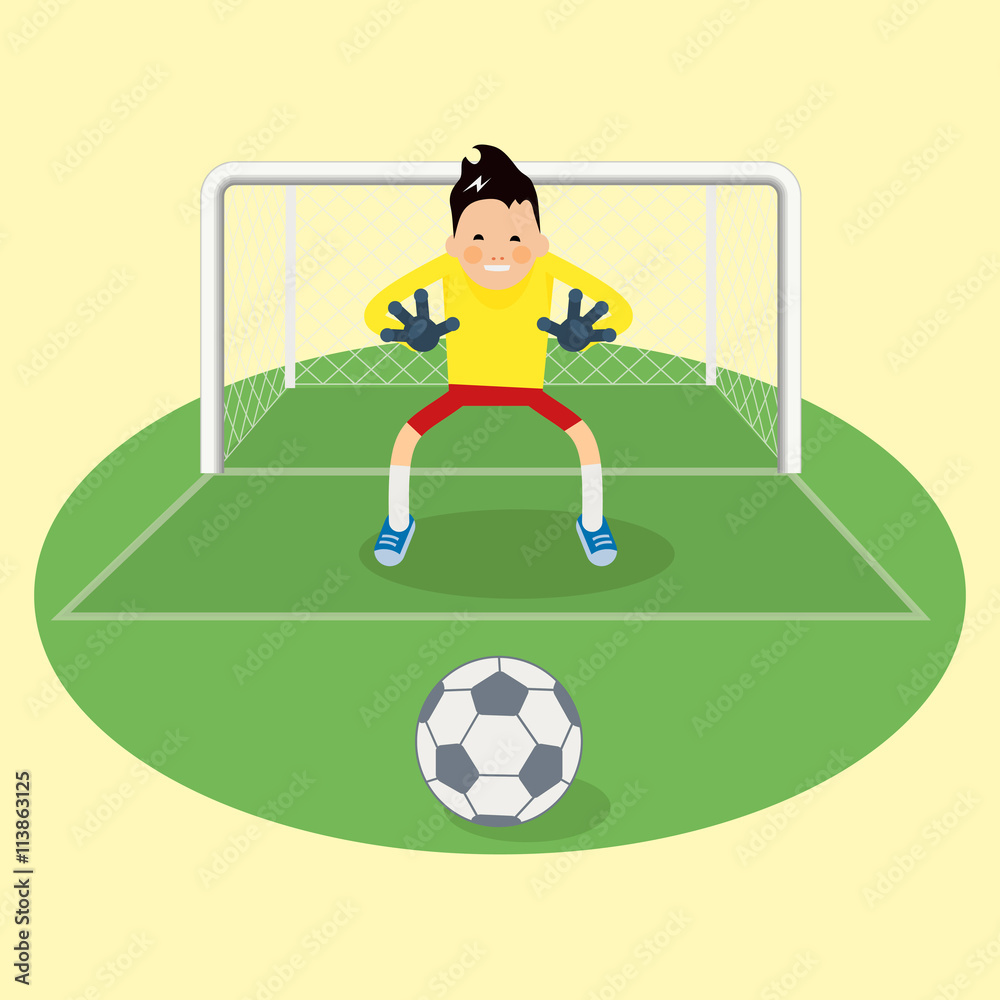 Obraz premium Cute goalkeeper- vector illustration