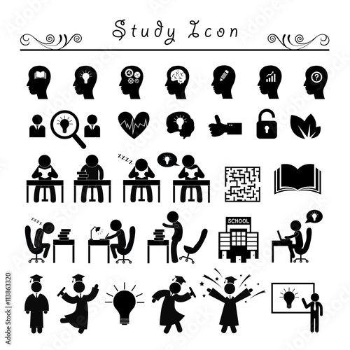successful study icon set