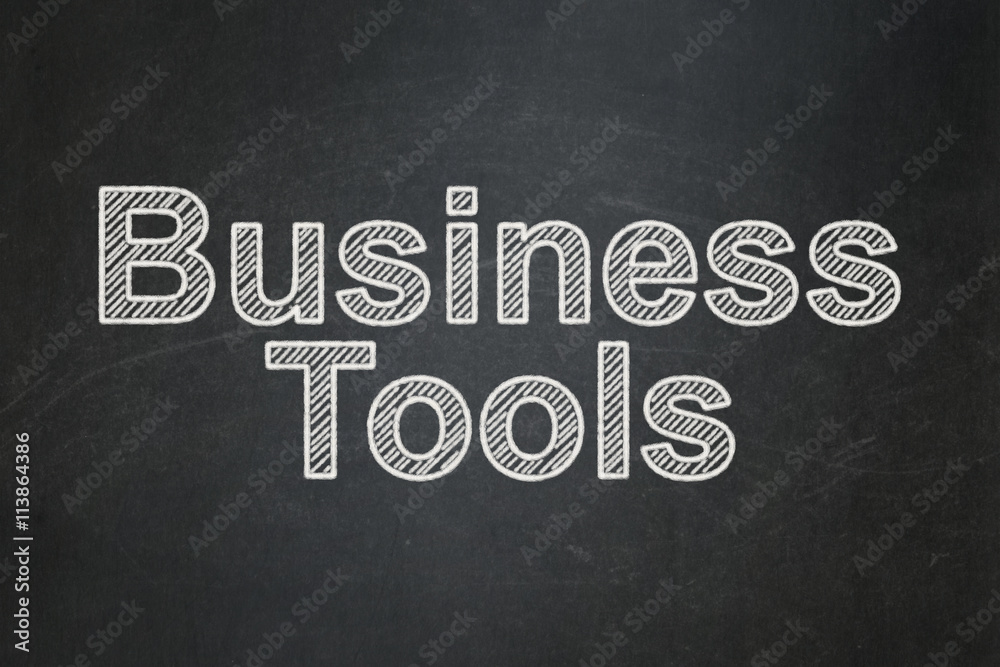 Fototapeta premium Business concept: Business Tools on chalkboard background