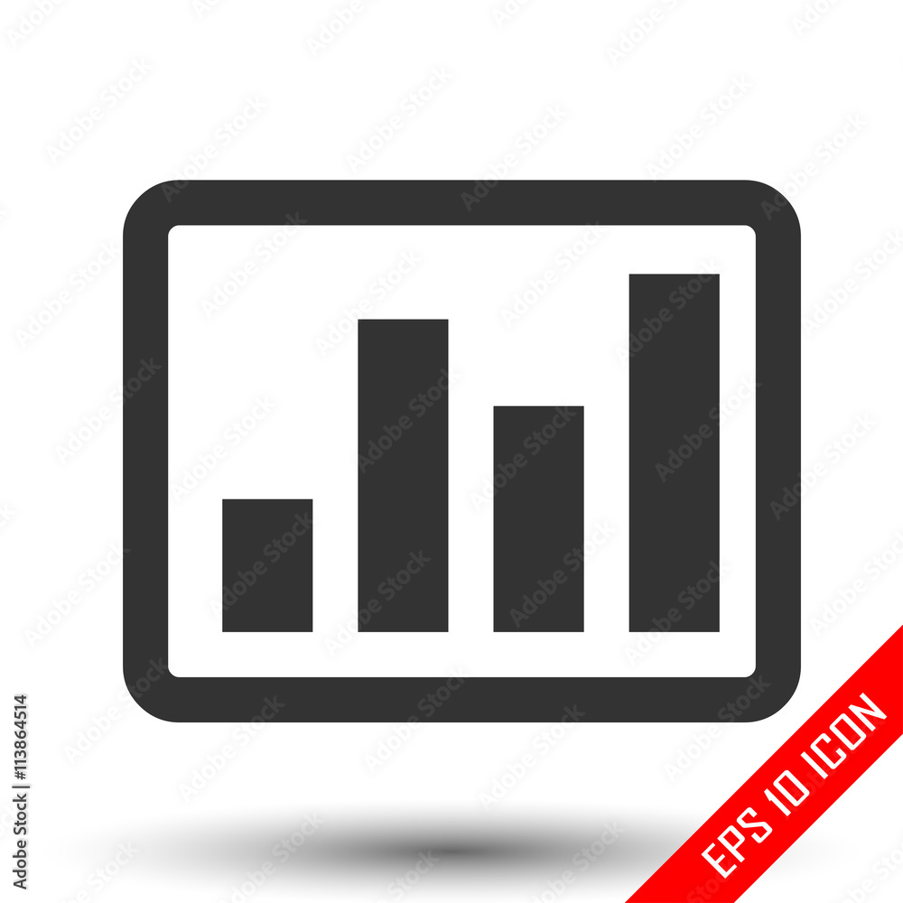 Chart icon. Statistic chart sign. Flat icon of chart isolated on white background. Vector illustration. Chart icon. Statistic chart sign. Flat icon of chart isolated on white background. Vector illustration.