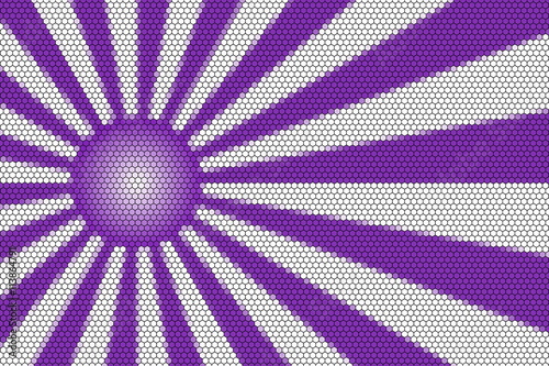 Purple and white rays and ball with hexagonal pattern