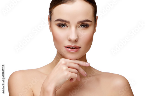 Beautiful Young Woman with Clean Fresh Skin