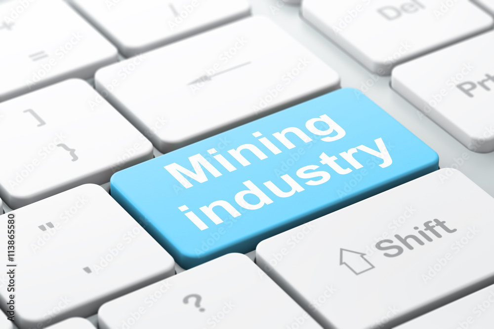 Manufacuring concept: Mining Industry on computer keyboard background Manufacuring concept: Mining Industry on computer keyboard background