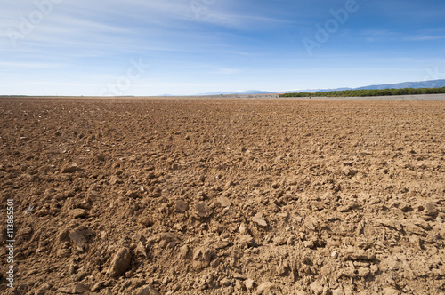 Ploughed fields in an agricultural landscape in Guadalajara Province, Spain