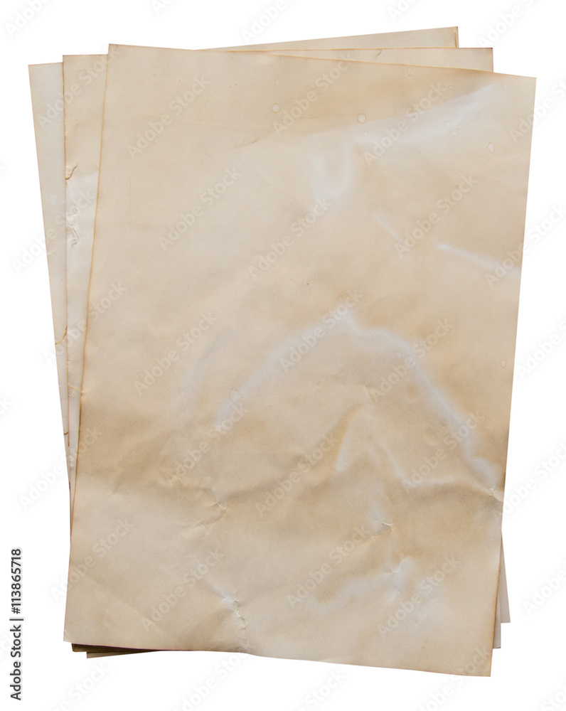 old paper on isolated white with clipping path old paper on isolated white with clipping path