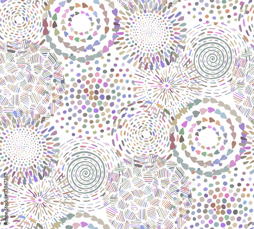 Seamless pattern with hand drawn fancy circle.