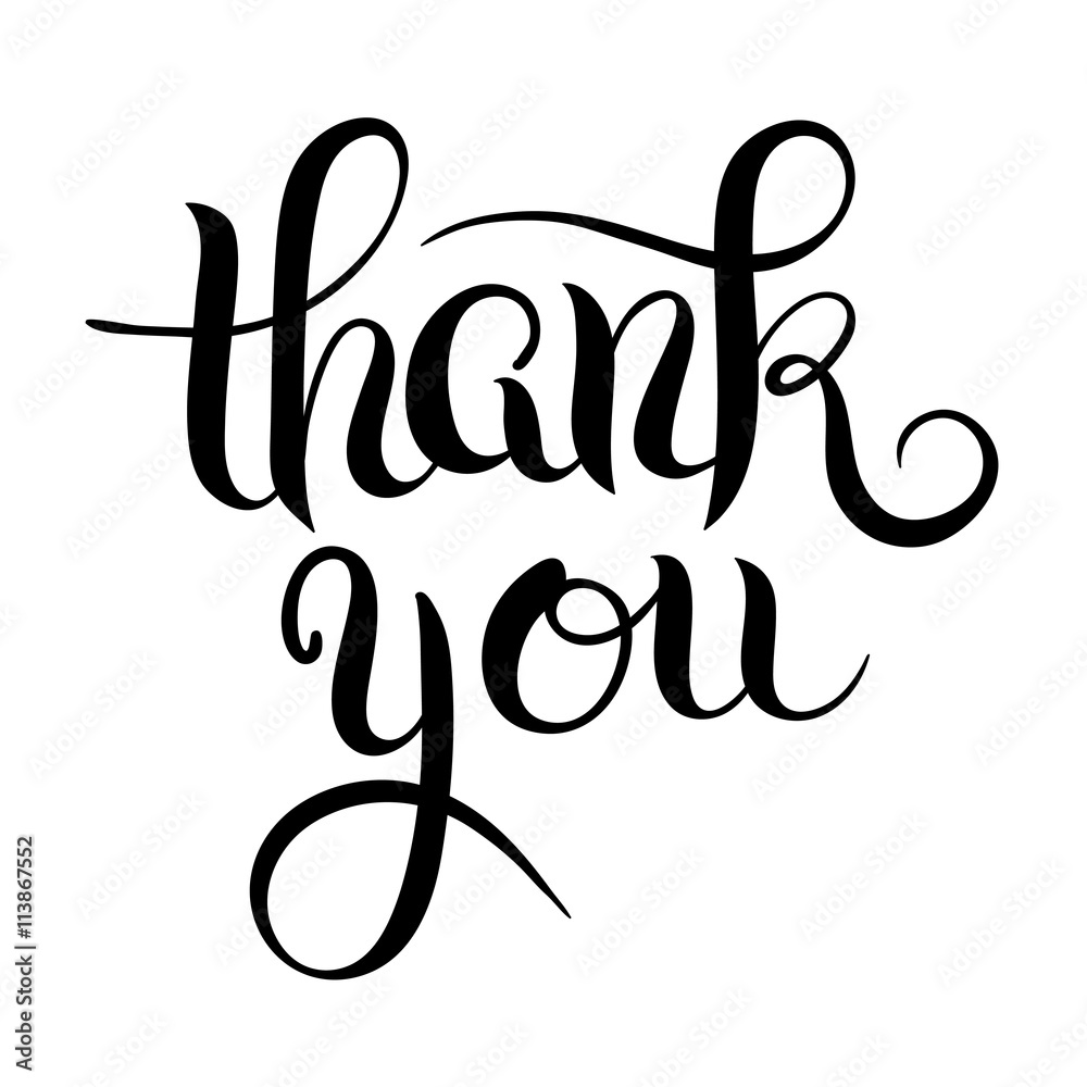 black and white modern calligraphy thank you handwritten letteri Stock ...