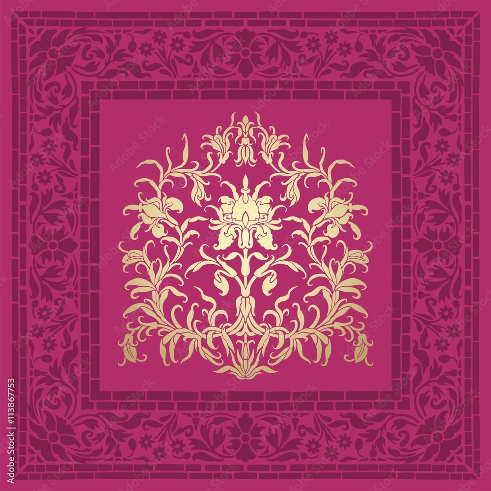 wedding card design, paisley floral pattern , India