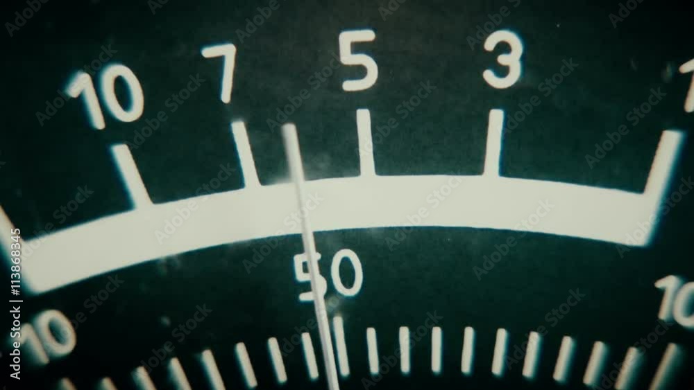 audio level meter on the old reel tape recorder, close-up
