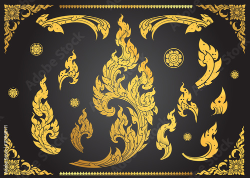 Set of Thai art element Ethnic Art vector