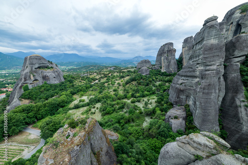 Meteora Greece mountain view of the valley and mountains