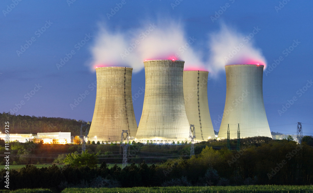 Fototapeta premium Nuclear power plant by night
