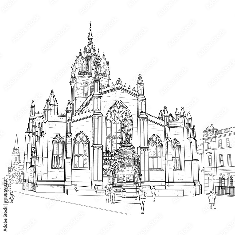 Fototapeta premium Sketch of St. Giles Cathedral