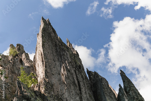 Billede på lærred High peaked sharp rock on the south Ural, Taganay