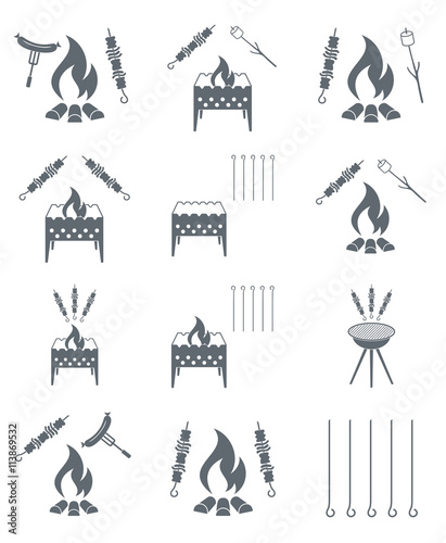 Grilled shashlik kebab icon