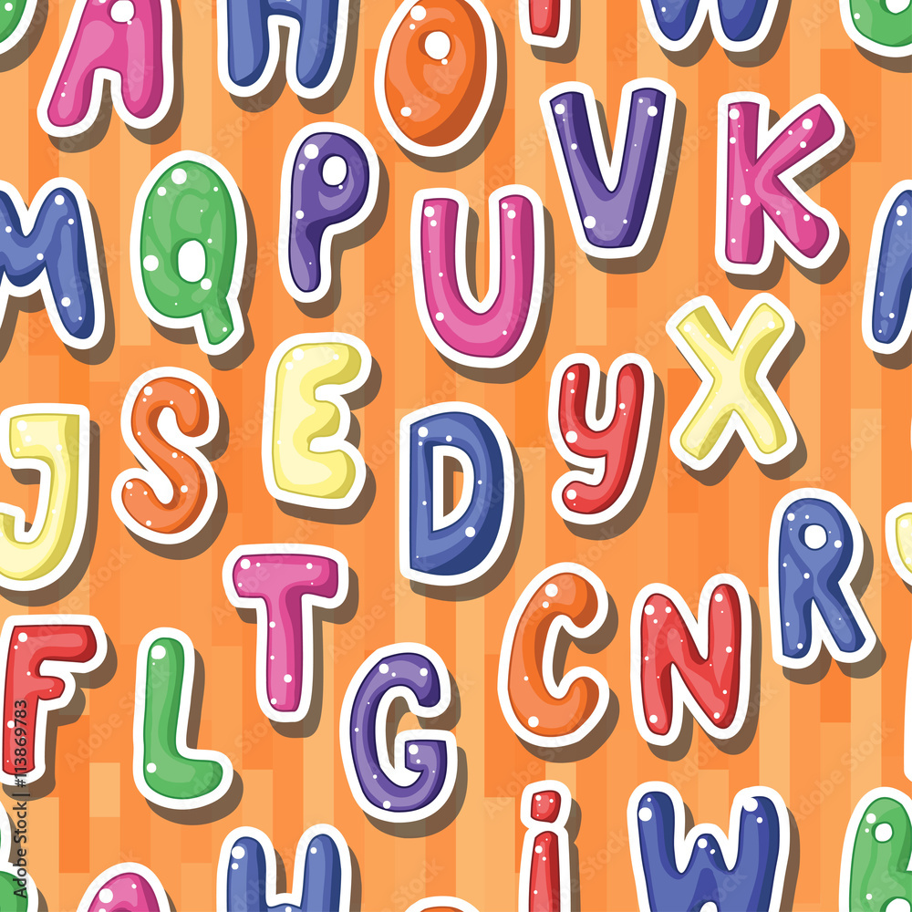 Seamless background with cartoon colored letters Seamless background with cartoon colored letters
