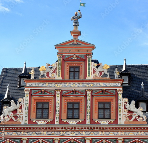 Ziergiebel des Gildehauses - einem prächtigen Bürgerhaus am Fischmarkt zu Erfurt photo