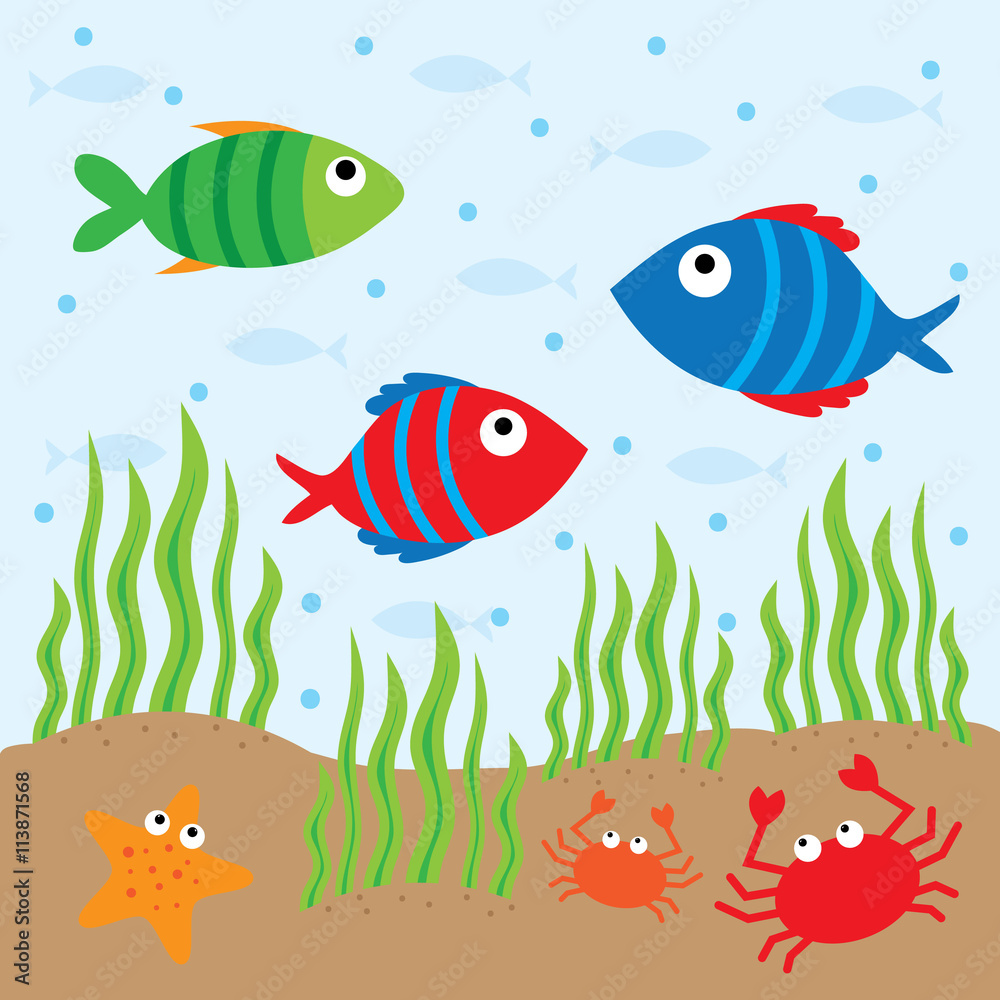 Naklejka premium fish under the sea design