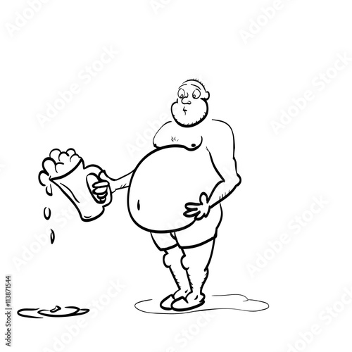 beer belly man a glass in his hand