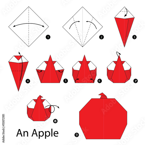 Step by step instructions how to make origami An Apple.