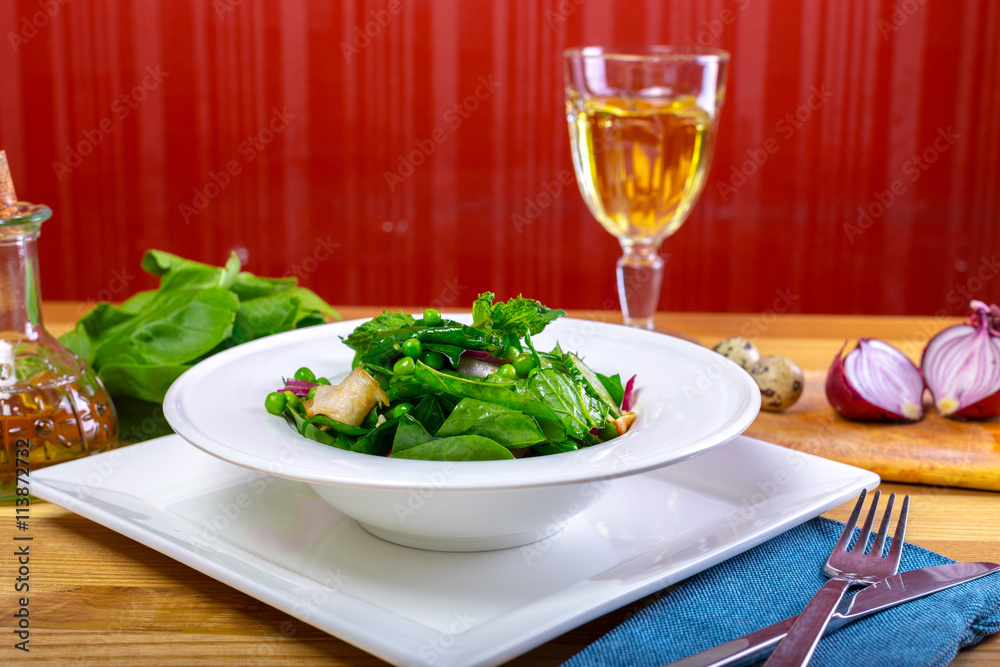 Fresh green salad with spinach