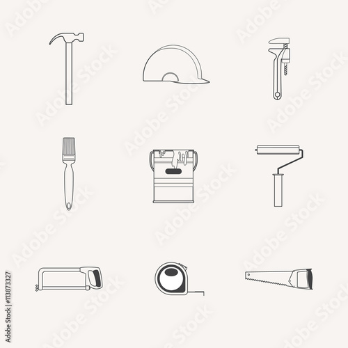 Vector collection of house construction and repair icons. Building, construction graphic design.