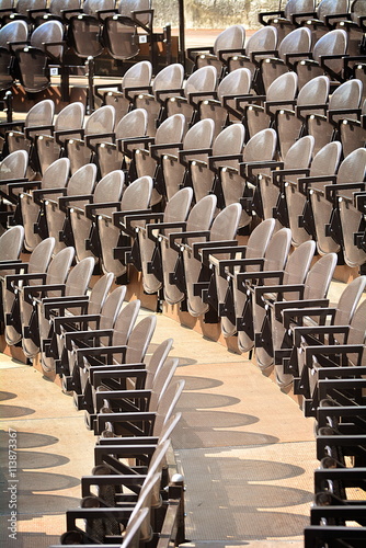 The chairs in the stadium