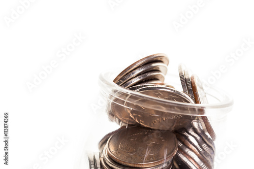 Money jar with coins