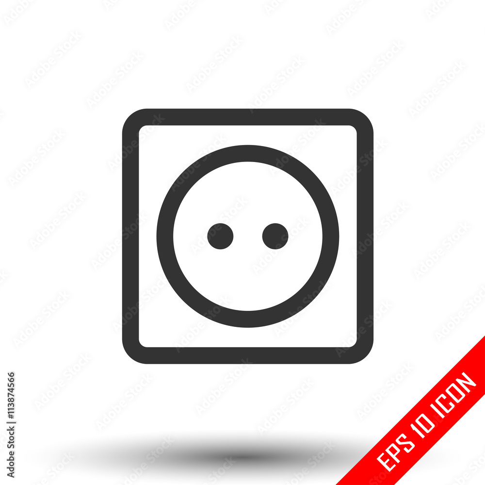 Power socket icon. Flat icon of power socket isolated on white background. Vector illustration. Power socket icon. Flat icon of power socket isolated on white background. Vector illustration.