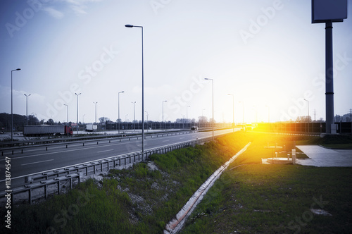 Sunset over highway