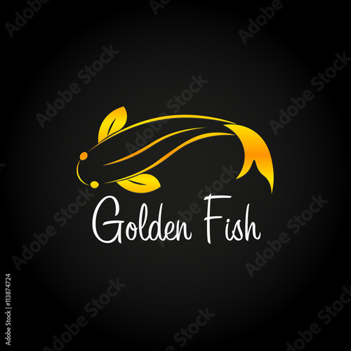 Golden Fish logo. Sea food logo. Bar, restaurant. Vector illustration.