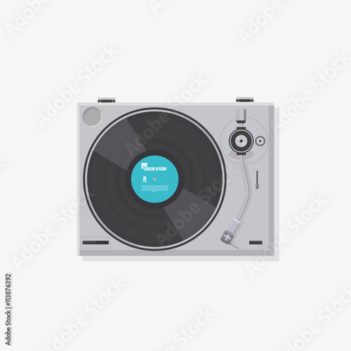 Vinyl player flat vector illustration.

