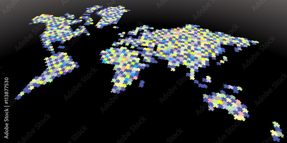 Fototapeta premium Mappa 3D Terra con puzzle colorati