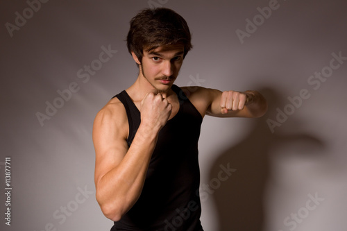 man showing his fists