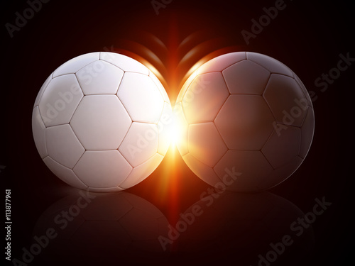 3d illustration soccer balls