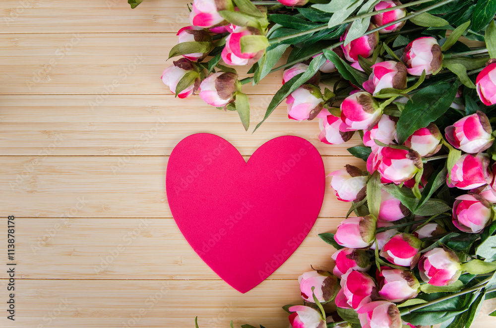 Roses and heart shape card for your message Roses and heart shape card for your message