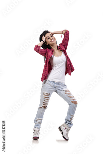 Young girl isolated on the white background