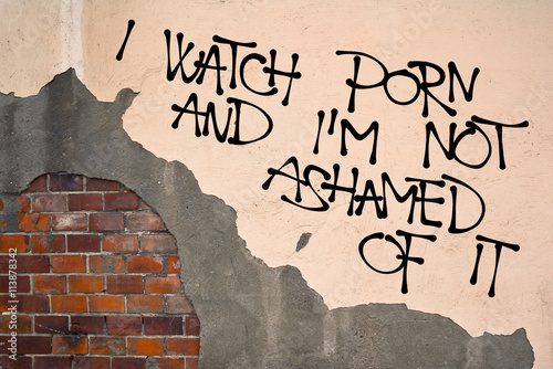 Quadro em tela I Watch Porn And I Am Not Ashamed Of It - handwritten graffiti sprayed on the wa