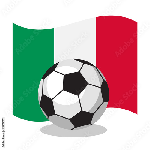 Football or soccer ball with italian flag on white background. World cup. Cartoon ball. Concept of championship  league  team sport. Game for kids and adults. Cheering and sport fans concept.