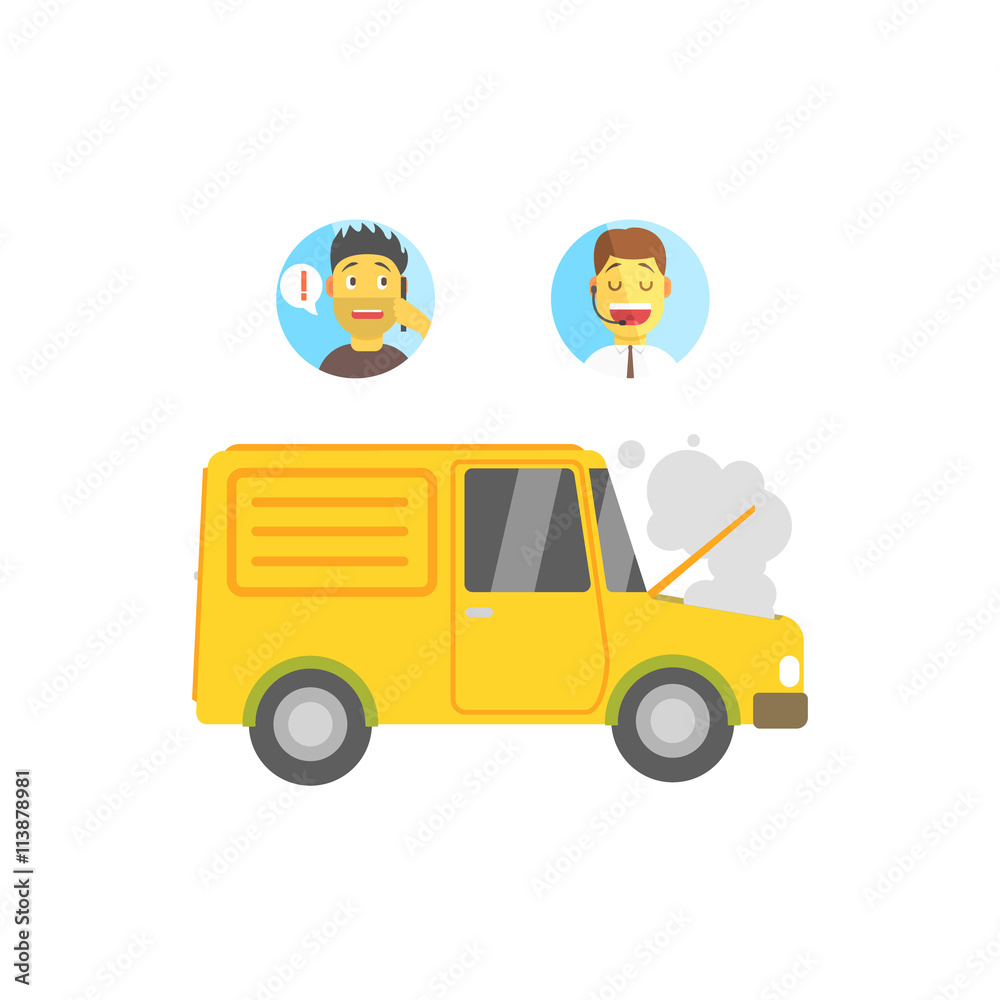 Evacuation Service Operator, Client And Broken Vehicle Evacuation Service Operator, Client And Broken Vehicle