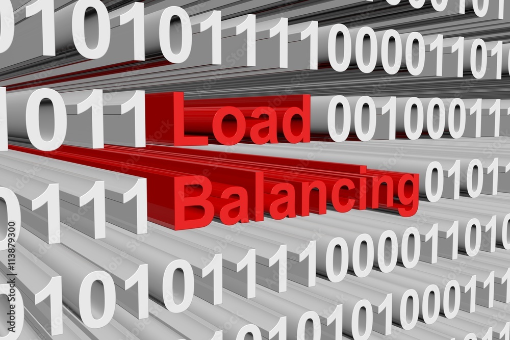 load balancing in the form of binary code, 3D illustration