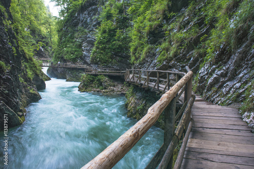 Flowing river. Vintgar Gorge  Slovenia