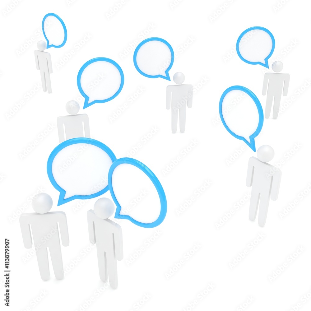 people with talk bubbles isolated over a white background. 3d rendering. people with talk bubbles isolated over a white background. 3d rendering.