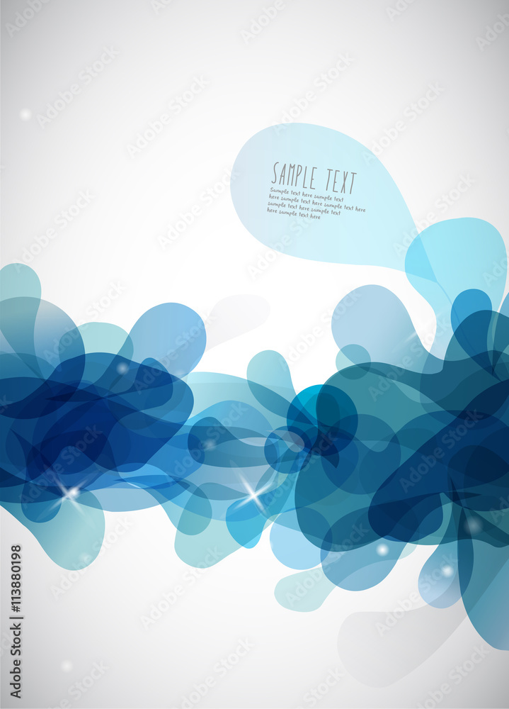 Abstract blue bubbles with place for your own text. - obrazy, fototapety, plakaty 
