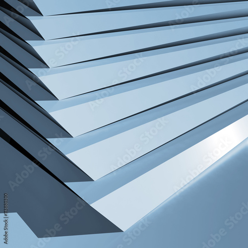 Shining blue stairs with shadow 3d render