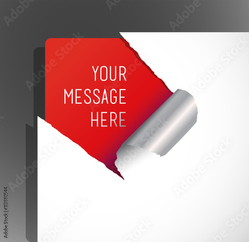 Teared paper with text in the corner.