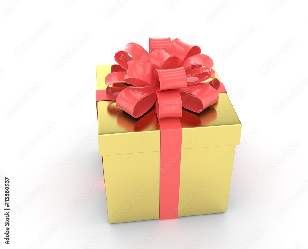 Obraz premium gift box with bows isolated on white. 3d rendering.