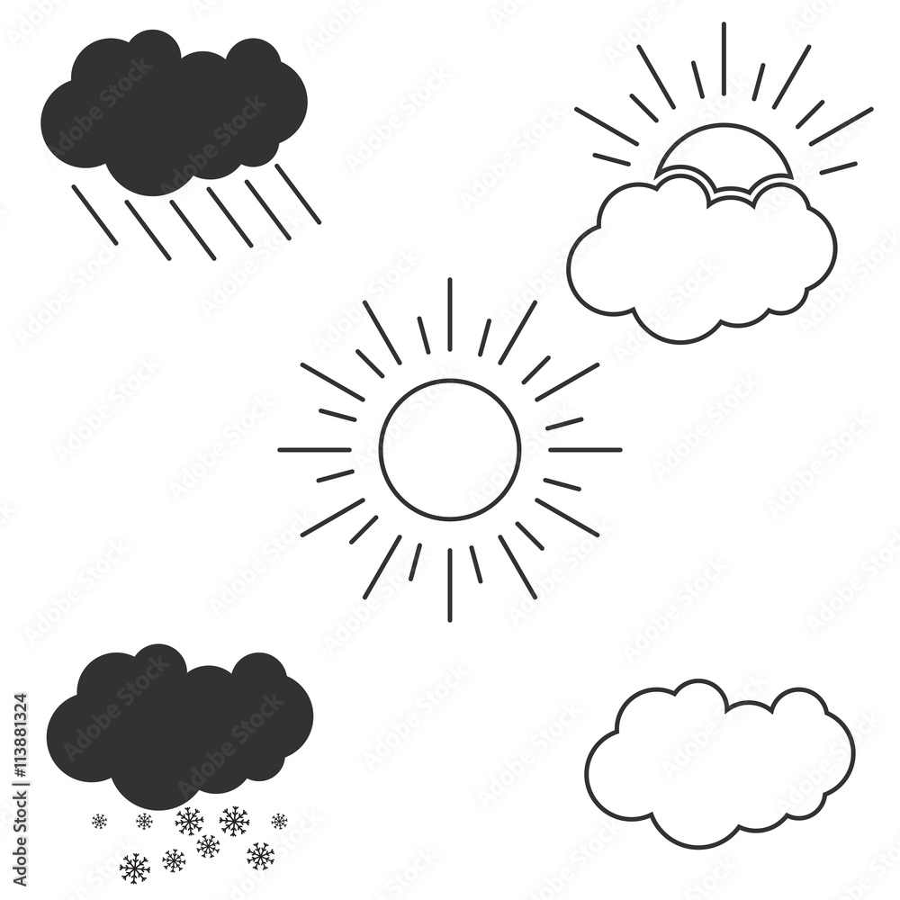 Vector set of outline weather icons. Vector set of outline weather icons.