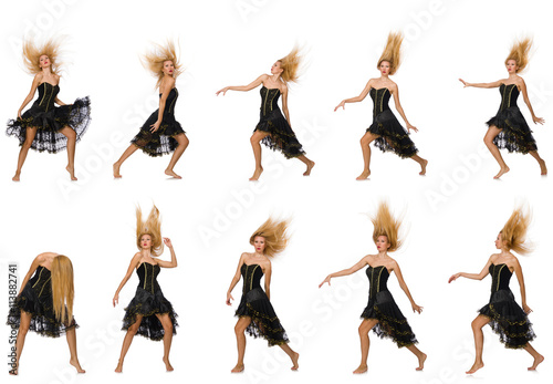 Composite photo of woman in various poses