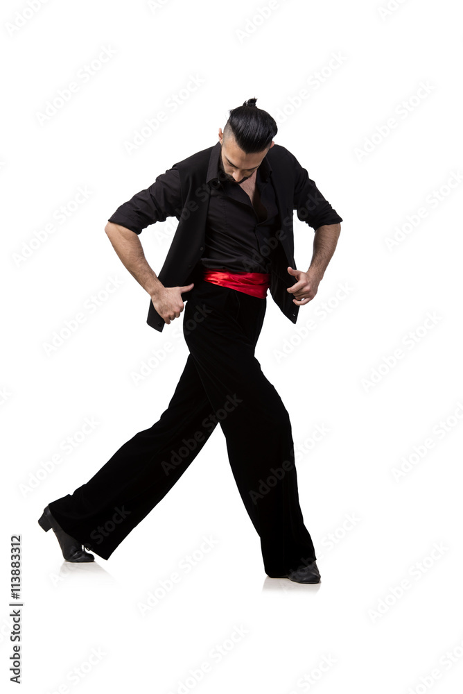 Man dancer dancing spanish dances isolated on white Man dancer dancing spanish dances isolated on white